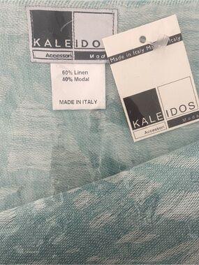 Kaleidos Light Teal Linen-Blend Scarf